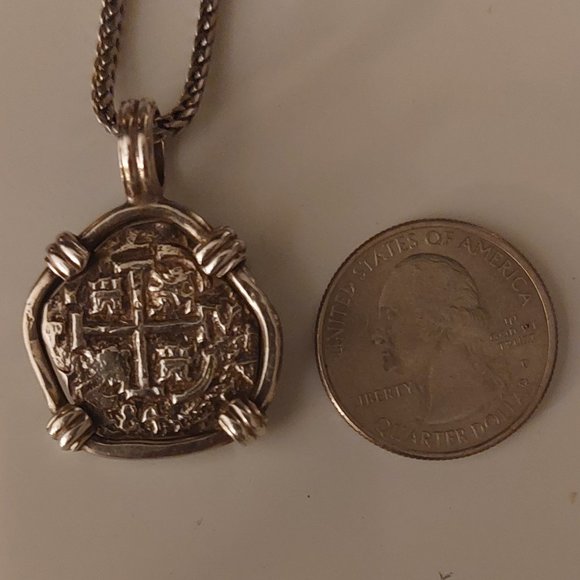 Sterling Silver.925 Atocha Coin with 20' Sterling Silver .925 Necklace - Picture 1 of 5